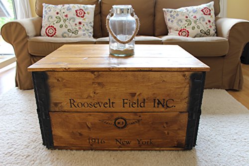 Uncle Joe´s Holzkiste Truhe Couchtisch Beistelltisch Vintage Shabby chic Landhaus Massivholz nussbaum