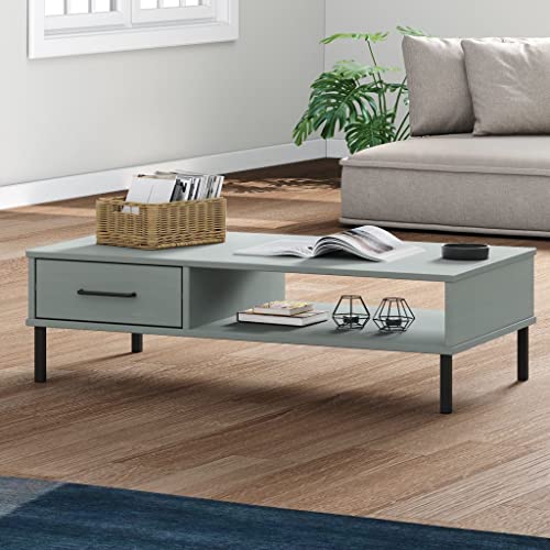 BUKSCYJS Sofa Tische Wohnzimmer,Truhentisch Couchtischcouchtisch Mit Metallbeinen Grau Massivholz Kiefergeeignet FüR Wohnzimmer, Neben Dem Sofa, Arbeitszimmer, Konferenzraum