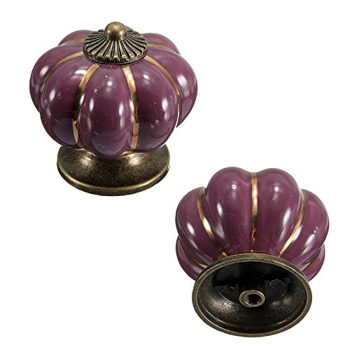 FBSHOP(TM) 2x Neu lila Kreative Schön Kürbis Form Porzellan Knöpfe Möbelgriffe Möbelknauf MöbelKnopf für Schränke, Schubladen, Truhen, Küche, Schlafzimmer, Badezimmer,Schlafzimmer K inder