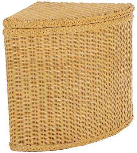 korb.outlet Großer Wäschekorb Ecke/Wäschetruhe aus echtem Rattan Ecktruhe Eckwäschekorb Eck Wäschesammler (Honig)