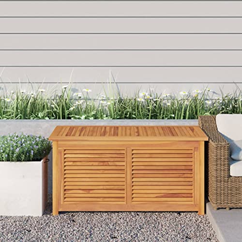 Camerina Gartenbox mit Beutel 114x50x58 cm Massivholz Teak Schrankkoffer Aufbewahrungsbox Balkon Outdoor Truhe
