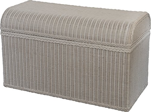 Korb-Outlet Grosse Truhe/Wäschetruhe XXL aus Rattan mit rundem Deckel in der Farbe Weiss