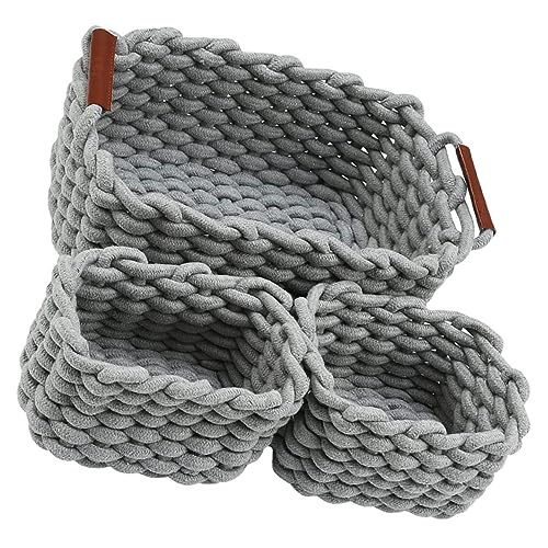 Cabilock 1 Satz Korb Aus Baumwolle Geflochtener Make-up-korb Kleidung Korb Geflochtener Behälter Für Den Kindergarten Runder Aufbewahrungskorb Dekorativer Korb Kleiner Weben Baumwollseil