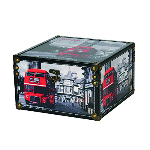 Kleiber Truhe London groß Aufbewahrungs Koffer, Box, Holz, schwarz, 30 x 30 x 18,5 cm