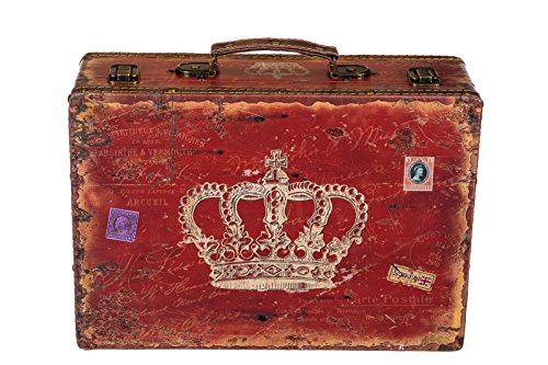 Birendy Truhe Kiste SJ 1287 Koffer, Kofferset, Holztruhe mit edlem Leder bezogen Größe XL Rot 36cm