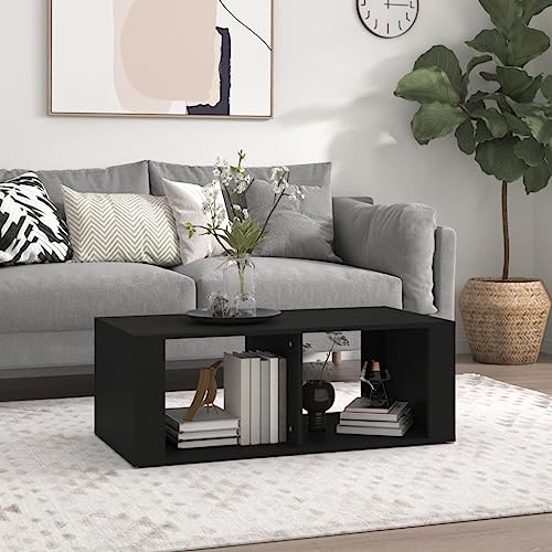 BUKSCYJS Kleiner Couchtisch,Truhentisch Couchtischcouchtisch Schwarz 100x50x36 cm Holzwerkstoffgeeignet FüR Wohnzimmer, Neben Dem Sofa, Arbeitszimmer, Konferenzraum