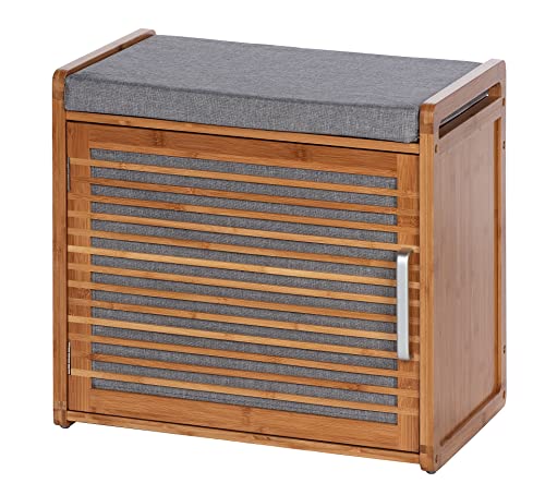 WENKO Schuhschrank aus Bambus Sitzpolster Bahari   Schuhregal Sitzkissen, Bambus, 50 x 45 x 33 cm, Braun