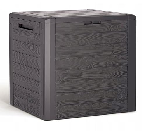 rg-vertrieb Gartenbox Auflagenbox 140L Truhe Box Gartentruhe Holz-Optik Woode Kissenbox Gartenkasten (Umbra)