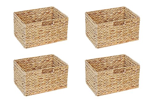 4er-Set Billy Regal Korb / 36 x 25 x 20 cm/Aus Wasserhyazinthe Natur/Faltkorb Flechtkorb Regalbox Storage Box Aufbewahrungskorb Schrankkorb klappbar faltbar und sehr stabil