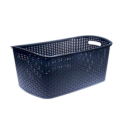 Wäschkorb Rattan L=48cm B=35cm H=26 cm in Schwarz Braun Rattan Aufbewahrungskorb Wäschetruhe im Rattan Design Wäschesammler Wäschebox Wäschebehälter Wäschetonne Wäschekorb mit Klappdeckel Wäschewanne Rattanoptik Rattan Optik