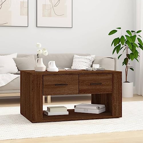 BUKSCYJS Kleiner Couchtisch,Truhentisch Couchtischcouchtisch Braun Eichen-Optik 80x50x40 cm Holzwerkstoffgeeignet FüR Wohnzimmer, Neben Dem Sofa, Arbeitszimmer, Konferenzraum