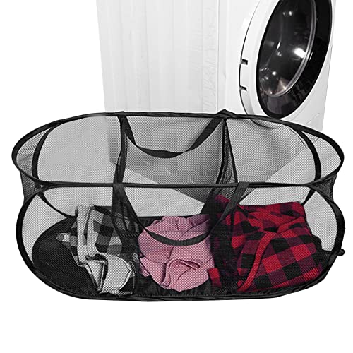 MezoJaoie Pop-Up-Wäschekorb, Pop-up-Wäschesortierer mit 3 Fächern, Zusammenklappbares Design für Kleidung und Wäsche Schmutziger Wäschekorb für Schlafzimmer