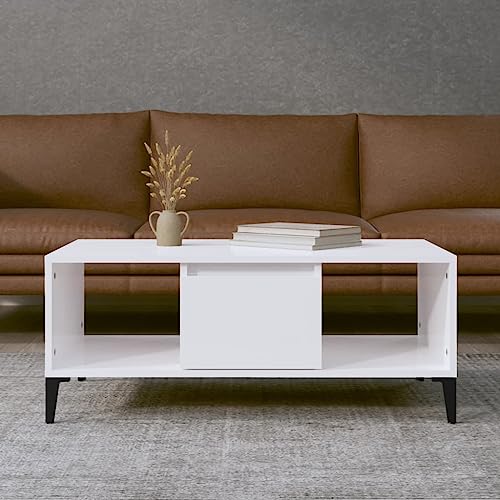 BUKSCYJS Wohnzimmertisch Klein,Truhentisch Couchtischcouchtisch Hochglanz-Weiß 90x50x36,5 cm Holzwerkstoffgeeignet FüR Wohnzimmer, Neben Dem Sofa, Arbeitszimmer, Konferenzraum