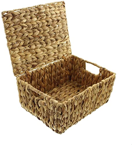 Dekoleidenschaft Universaltruhe aus Wasserhyazinthe mit Deckel, Aufbewahrungstruhe, Schatzkiste, Spielzeugtruhe (klein)