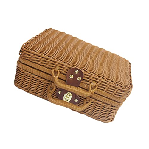 2 Stk tragbare Aufbewahrungsbox Aufbewahrung von Tragetaschen Plastikbehälter Picknickkorb Handtaschen Essensgeschenke tragbarer Korb kreative Foto-Requisite Jahrgang Weide Rattan