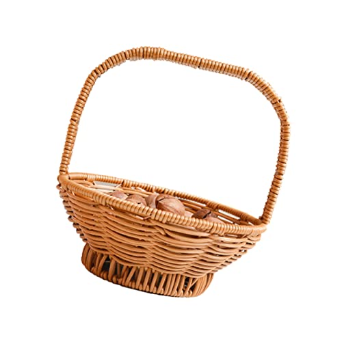 IWOWHERO Korbtruhe Aus Kunst-rattan Tragbarer Obst Und Gemüsekorb Für Picknick Zuhause Oder Hotel Großes Format Leicht Zu Reinigen Mit Robustem Griff Und Elegantem Design