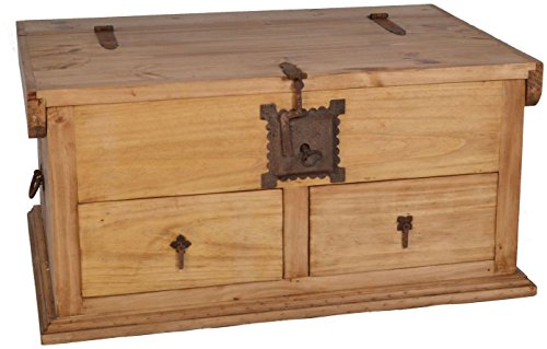 MiaMöbel Truhentisch Mexico Möbel 90x44x64 cm Landhausstil Massivholz Pinie Honig