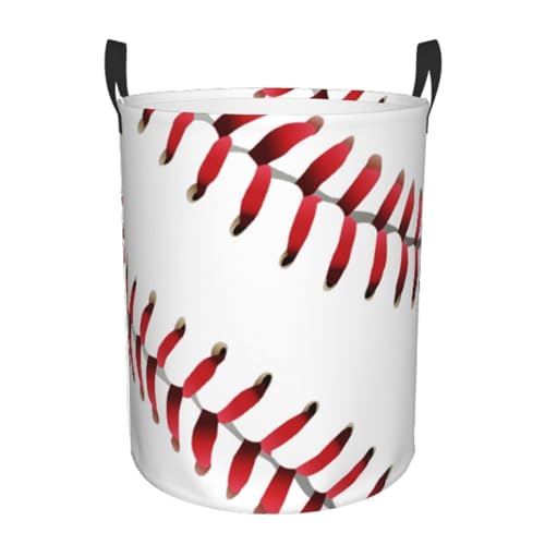 Laundry Hamper American Red Line Weißer Baseball Mit Griffen Wäschetruhe Robust Waschekorbsammler Für Waschküche Spielzeug Bad 34X42Cm