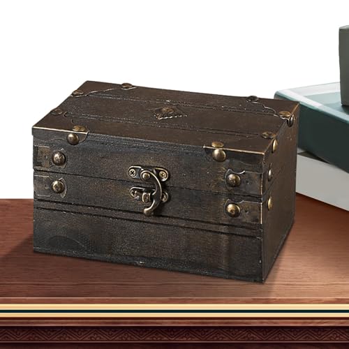 Truhenkiste Aus Holz | Vintage Holzkiste | Erinnerungsbox Für Schmuck, Münzsammlung Und Heimdekoration, Kleine Truhe, Holzkiste, Schatzkiste
