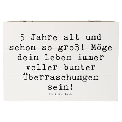 Mr. & Mrs. Panda 22 x 15 cm Holzkiste Spruch 5. Geburtstag - Geschenk, Kindergeburtstag, Feiern mit Kindern, Truhe, bunter Geburtstag, Geburtstag