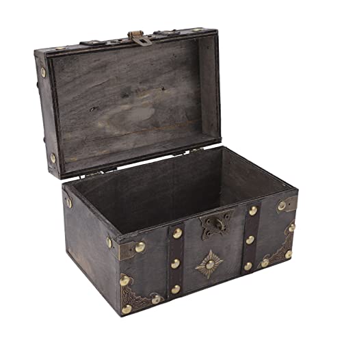 JYCRA Schatzkiste, Aufbewahrungsbox mit Schloss, Dekorative Vintage-Truhe aus Holz mit Deckel, Kleine Aufbewahrungsbox, Organizer-Etui, Schmuckstück, Schmuck, Andenken für die