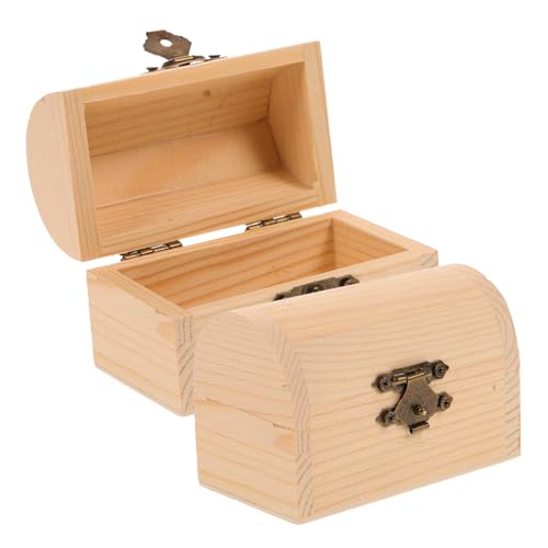 Cabilock 2st Piraten-schatztruhe Holzkiste Tischdekoration Mini-schatztruhe Mit Deckel Kleine Geschenkboxen Mini- Unvollendete Schatztruhe Hölzern