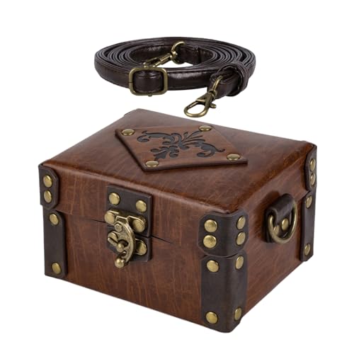 Alchemie-Box mit 12 Trankflaschen | PU-Ledertruhe mit verstellbarem Schultergurt | Fantasy-Trank-Aufbewahrun gsorganisator | für Cosplay LARP Bühne Requisiten Party Fotografie Teens Erwachsene Sammlung
