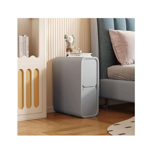 Nachttisch, schmaler Nachttisch mit Schubladen, Mikrofaser-Leder, Nachttisch, minimalistisch, schmal, Sofa, Beistelltisch für kleine Räume, Schlafzimmermöbel, Aufbewahrungsschrank, Truhe
