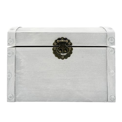 Knüllermarkt I Holz Truhe grau weiß ca.21cm Vintage Box Aufbewahrung Schatztruhe rustikal