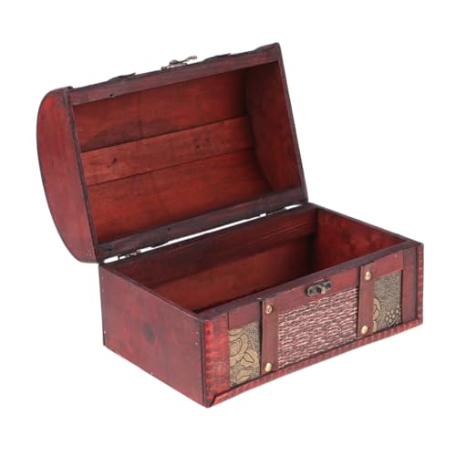 HOMOCONO Vintage Holz Schatztruhe Antike Retro Schnallen Kleine Für Heimdekoration Präsentation Und Kunsthandwerk Rattan Muster Ideal Oder Requisite