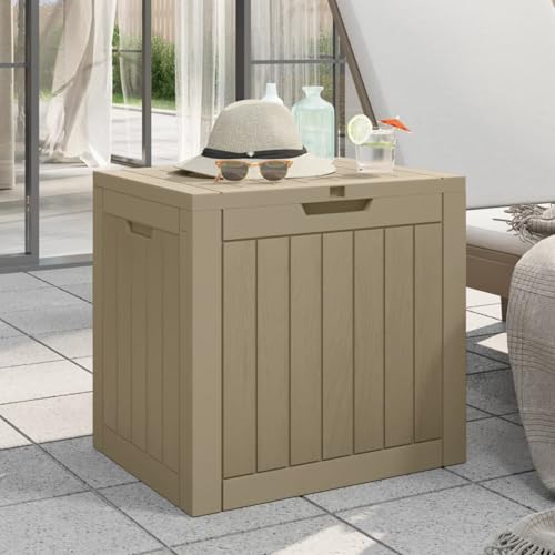 Xichuzi Gartenbox Hellbraun 55,5x43x53 cm Polypropylen, Kissenbox Outdoor WassBerdicht, Auflagenbox, Aufbewahrungsbox, Terrassenschrank, Gartentruhe, Gartenkiste, Garten Aufbewahrung - 364163