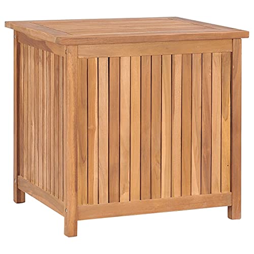 Homgoday Gartenbox mit Deckel Garten Aufbewahrungsbox Auflagenbox Gartentruhe Kissenbox Kissentruhe Auflagentruhe Holztruhe Garten Kiste 60x50x58 cm Massivholz Teak