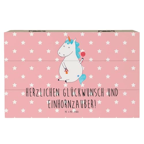 Mr. & Mrs. Panda 19 x 12 cm Holzkiste Einhorn Baby - Geschenk, Geschenkbox, Party, Kind, Unicorn, Einhörner, Schatzkiste, XXL, Einhorn Deko, Truhe,
