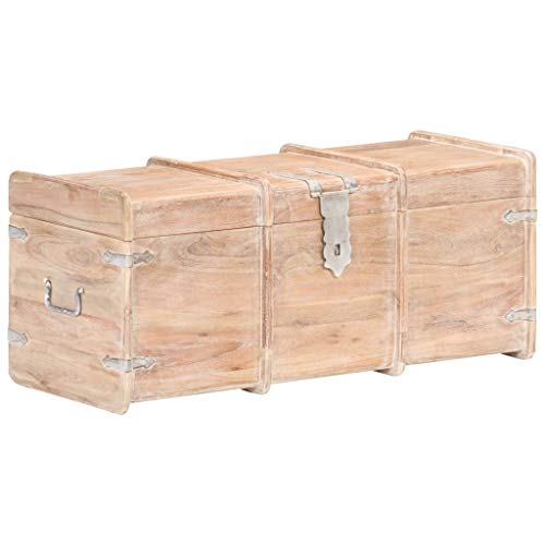 vidaXL Akazienholz Massiv Holztruhe Abschließbar Truhe Aufbewahrungsbox Holzkiste Schatzkiste Schatztruhe Aufbewahrungstruhe 90x40x40cm