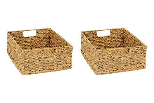 2er-Set Regal Korb für Halbes Fach im Kallax Regal/Wasserhyazinthe Natur Faltkorb Flechtkorb Regalbox Storage Box Aufbewahrungskorb Schrankkorb sehr stabil 31 x 34 x 15 cm