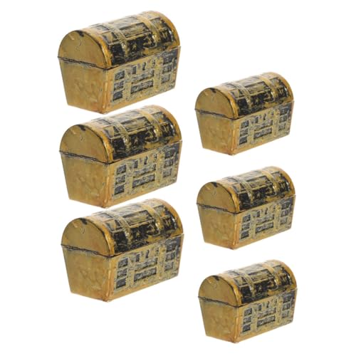 GAROZATION 6er-box Schatzkiste Modell Schmuckstücke Aquarium- -schatztruhe Alte Schatztruhe Kleine Schatztruhe Partyzubehör Mini-schatztruhe Schatzkiste Spielzeug Golden Plastik