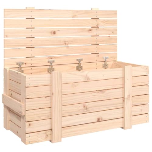 vidaXL Truhe, Aufbewahrungsbox mit viel Stauraum, Holztruhe mit Deckel, Aufbewahrungstruhe Aufbewahrungskiste Holzkiste, Massivholz Kiefer