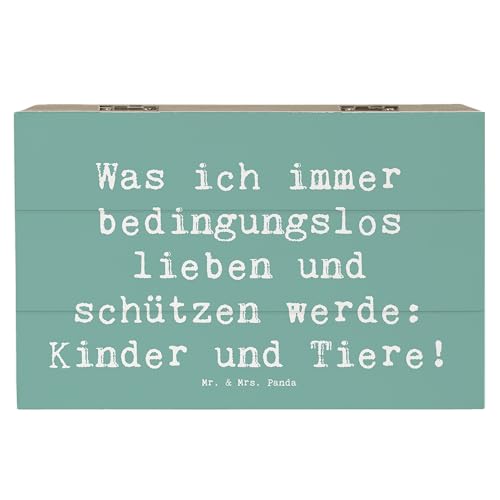 Mr. & Mrs. Panda 19 x 12 cm Holzkiste Spruch Schutz für Kinder - Geschenk, lieben, Erinnerungsbox, XXL, Gefühl, Stimmung, Gefühle, Truhe, Tiere,