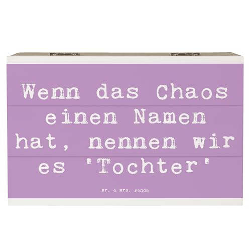 Mr. & Mrs. Panda 19 x 12 cm Holzkiste Spruch Chaos Tochter - Geschenk, Kinder, Überraschung, Jubiläen, Geschenkdose, Truhe, Feiertage, Dekokiste,