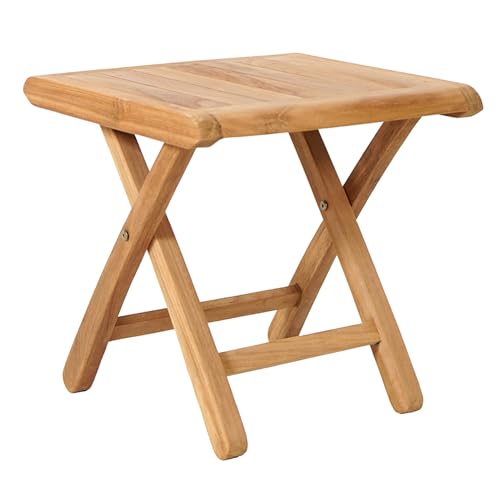 riess-ambiente.de Massiver Beistelltisch Empire Teak 45cm Natur Teakholz wetterfest einklappbar
