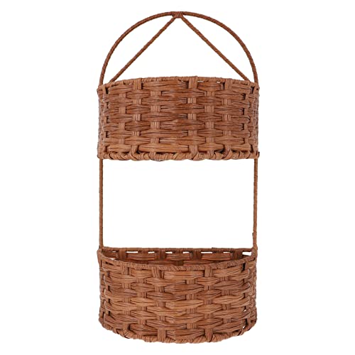 DIKACA Doppelter Ablagekorb Körbe Zum Aufhängen An Der Wand Aufbewahrungskörbe Aus Seegras Dekorativer Aufbewahrungskorb Zum Aufhängen Böhmische Körbe Eisen Korb Aus Rattan Haushalt
