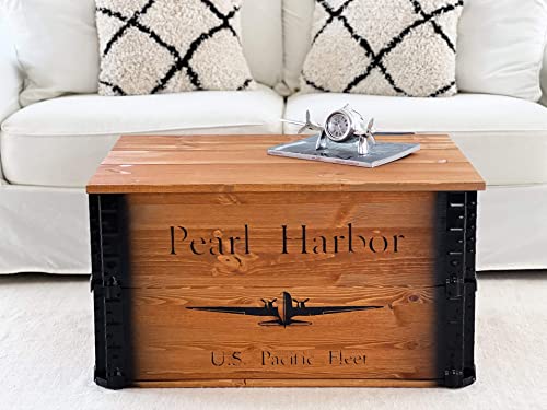 Uncle Joe´s Pearl Harbor Couchtisch Massiv braun Deckel Holzkiste Landhaus Wohnzimmertisch Holztisch