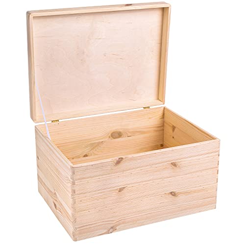 Creative Deco XXL Große Holzkiste | 40x30x24 cm (+/ 1cm) | Erinnerungsbox Baby Holzbox Kasten | Für Dokumente, Spielzeug, Werkzeuge | ROH & UNGESCHLIFFEN