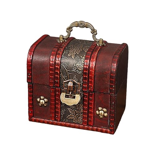 Vintage Truhe, Holztruhe mit Schloss | Abschließbarer Schmuck-Organizer-Behält er - Erinnerungsbox für Freundin, Mutter, Schmuckkästchen für Briefe, Fotos, Souvenirs