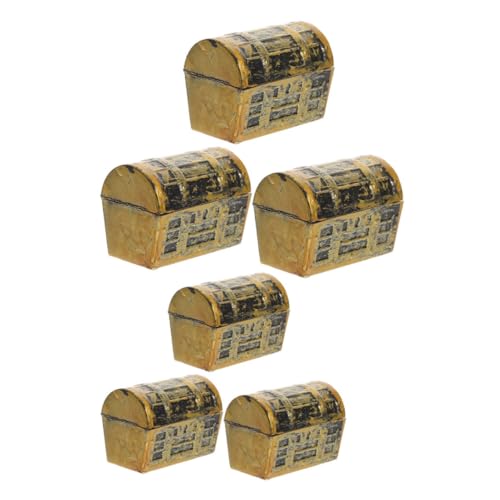OKUMEYR 6er-box Schatzkiste Modell Schatzkiste Spielzeug Mini-piraten-schatzkisten Aquarium- -schatztruhe Kleine Schatztruhe Desktop- Partyzubehör Alte Schatztruhe Golden Plastik