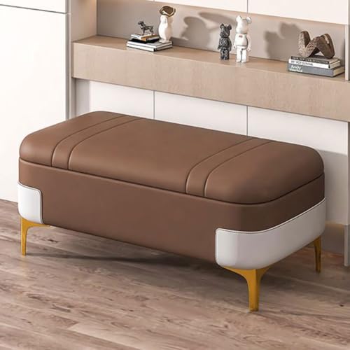 Moderne Ledertruhe mit Stauraum, Fußhocker, Sofabank mit Bezug Bettendbank Aufbewahrung, gepolsterte Schlafzimmerbank für Bettende, geeignet für Eingangsbereich, Wohnzimmer, Esszimmer