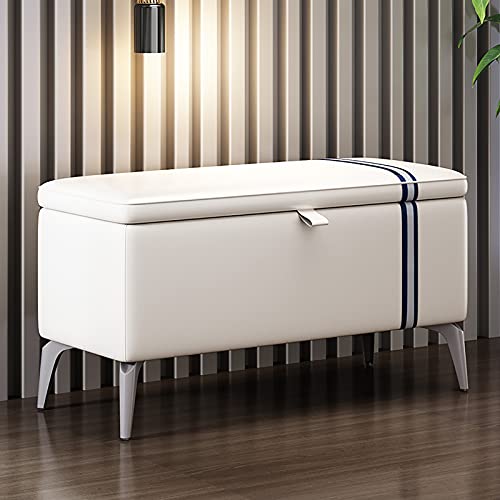 YHKJLYH Moderne Ottomanenbank mit Stauraum aus Leder – rechteckige Schuhbank mit gepolsterter Sitzfläche, Truhen aus Massivholz – multifunktionale Aufbewahrung für den Eingangsbereich