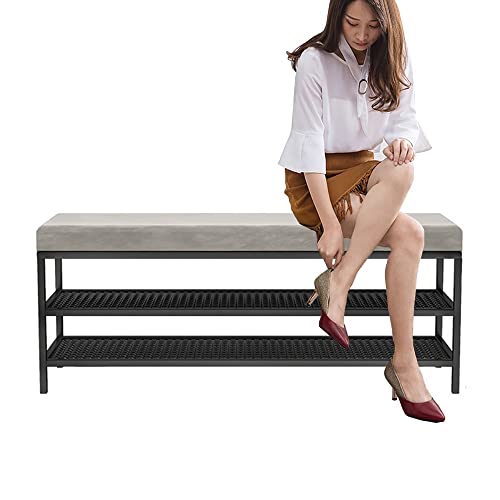 Schuhregalbank, Schuhaufbewahrungsschrank für den Flur mit Sitz, 3-stufiges industrielles Schuhregal mit Lagerregalen, Eingangsbank für kleine Räume, Foyer, Eingangsbereich, Schlafzimmer, Wo