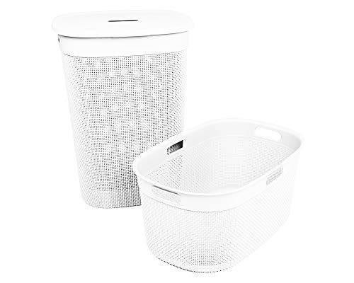 Ondis24 Set Filo Wäschekorb 45 Liter + Wäschetruhe 55 Liter (weiß)