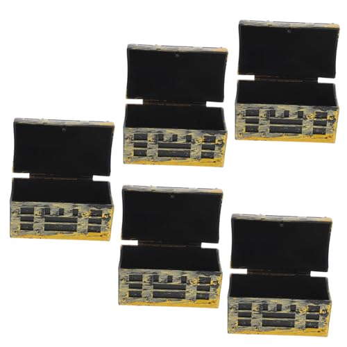 ibasenice 5St Schatztruhe Miniatur Mädchen Drahtkörbe zur Aufbewahrung Lagerbehälter wohnaccessoires bastelmaterial Miniaturen zum Basteln puppenhaus zubehör mini Abs Golden